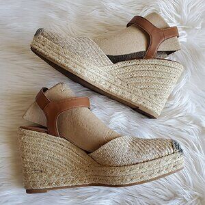 Time and Tru Women's Browne Square Toe Espadrille Wedge Sandals SZ 11